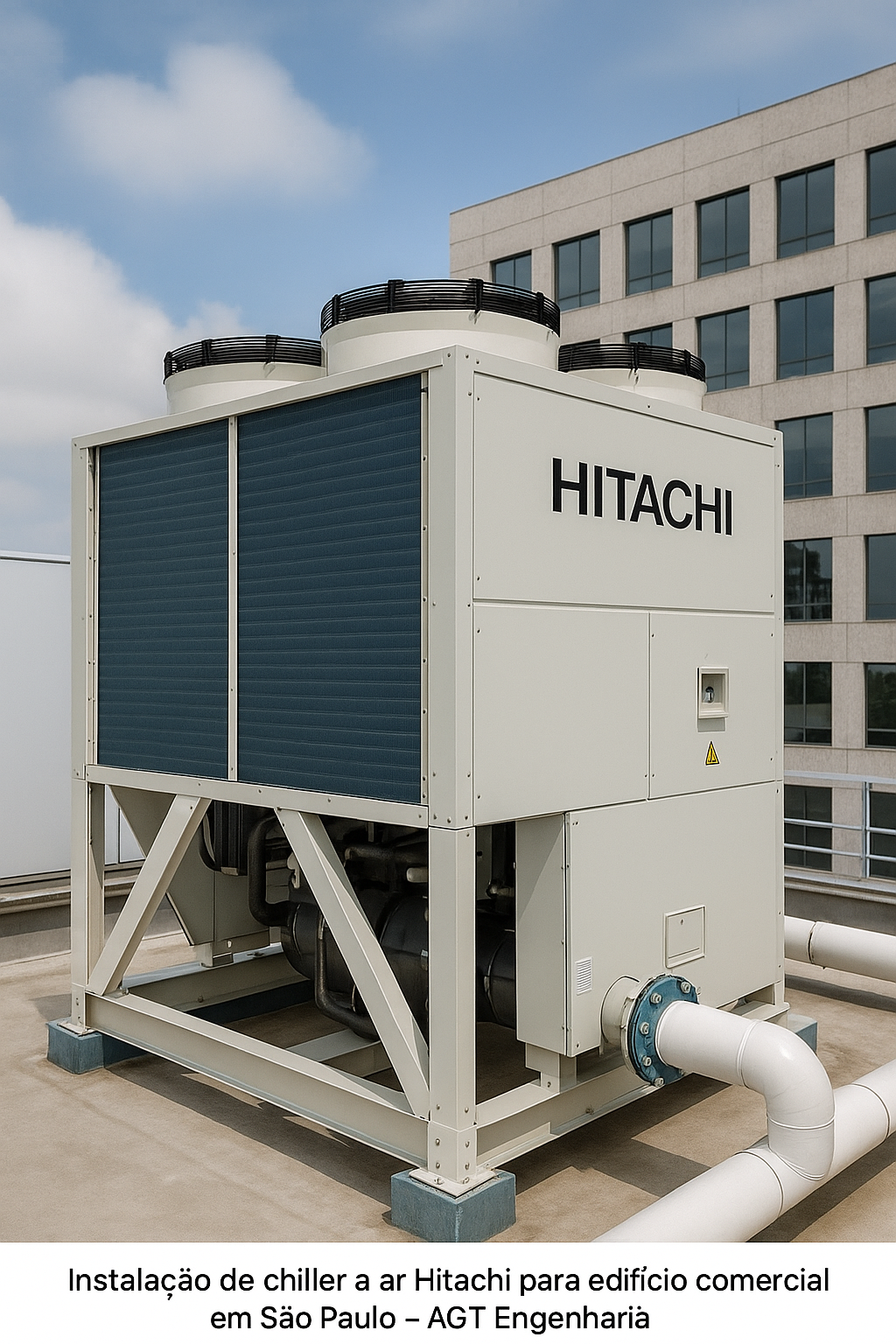 Instalação de CAG com chiller industrial Hitachi em São Paulo – AGT Engenharia
